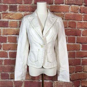 Bebe Women's White Blazer‎ Jacket Size 6 Notch Lapel Career Business